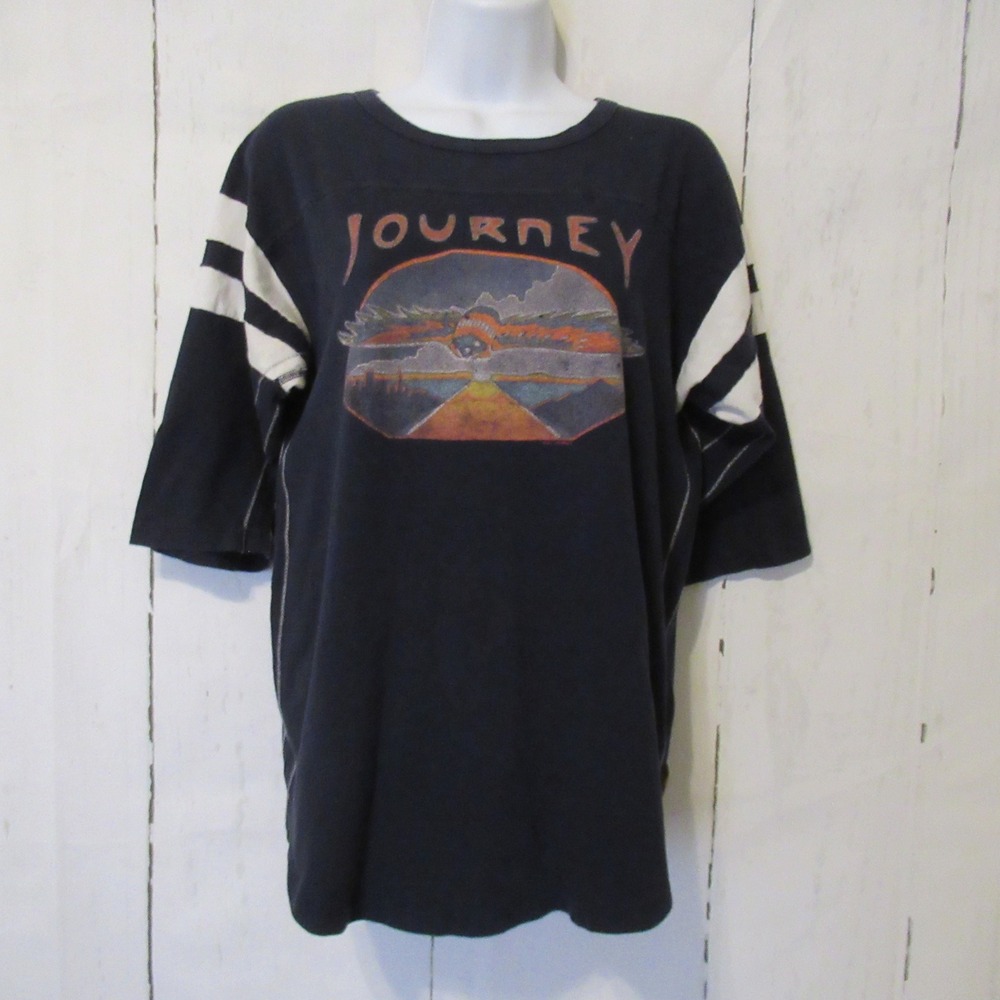 Y2K Trunk LTD T Shirt L Journey Concert Double Sided Blue Alpine Valley 1980